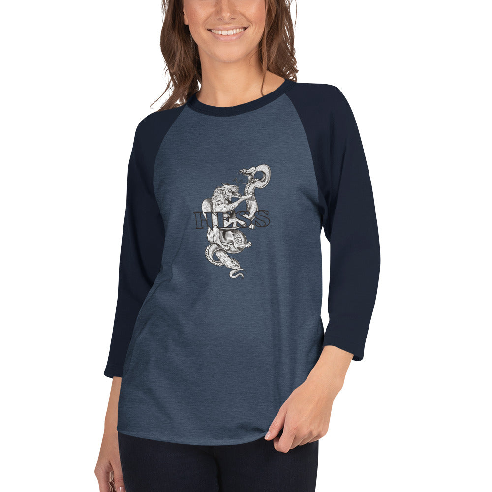 Hess Wolf Snake Ian Messerli Design 3/4 sleeve raglan shirt