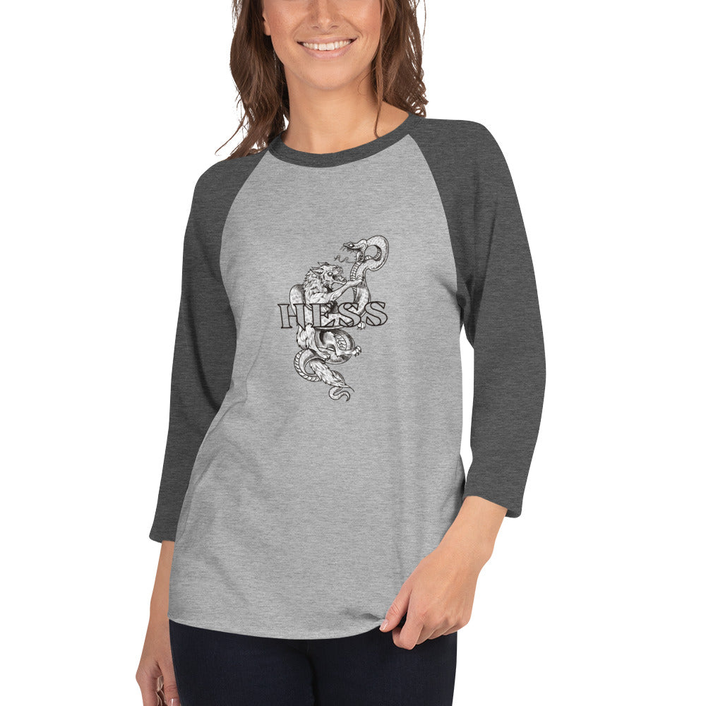 Hess Wolf Snake Ian Messerli Design 3/4 sleeve raglan shirt