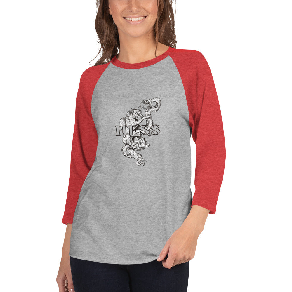 Hess Wolf Snake Ian Messerli Design 3/4 sleeve raglan shirt