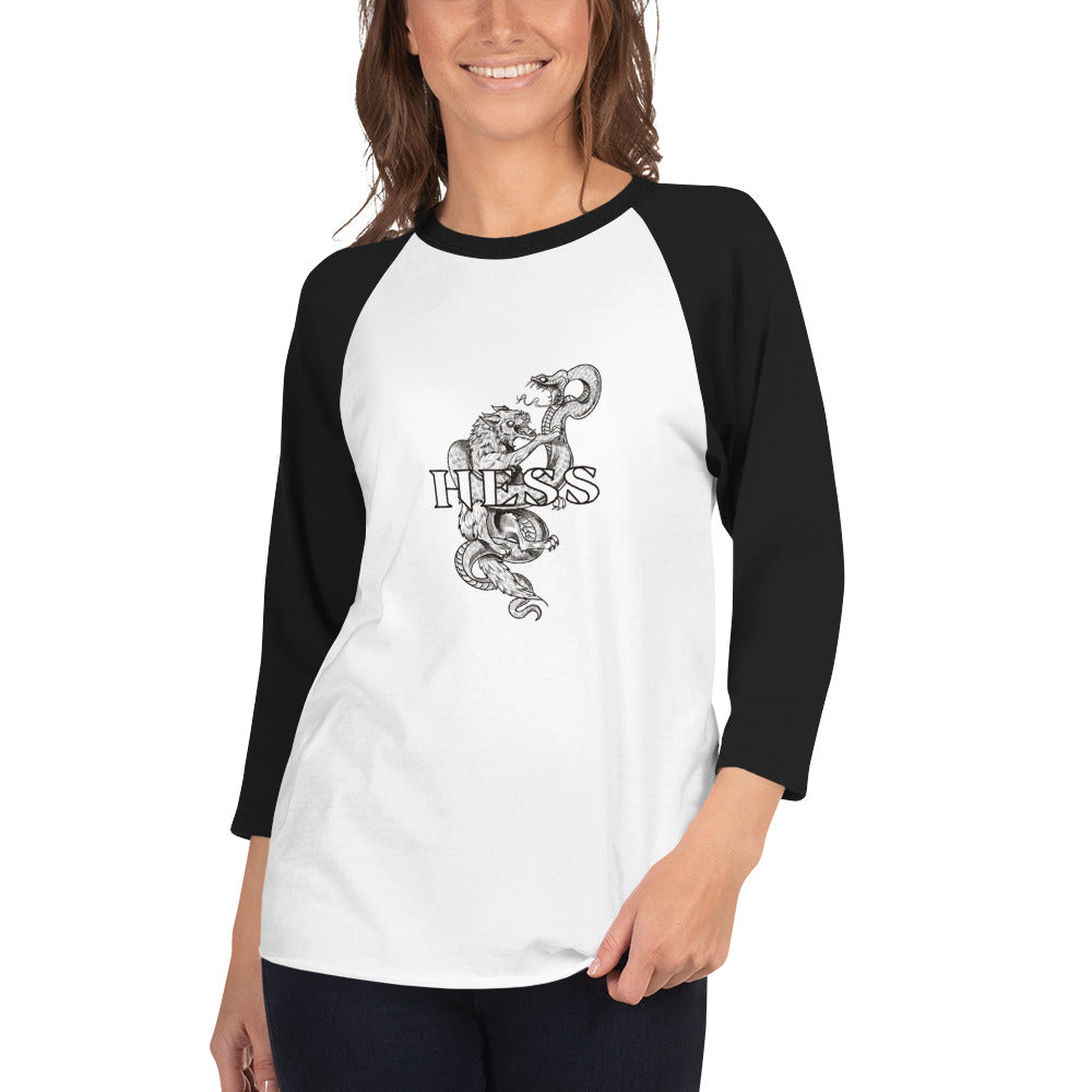 Hess Wolf Snake Ian Messerli Design 3/4 sleeve raglan shirt