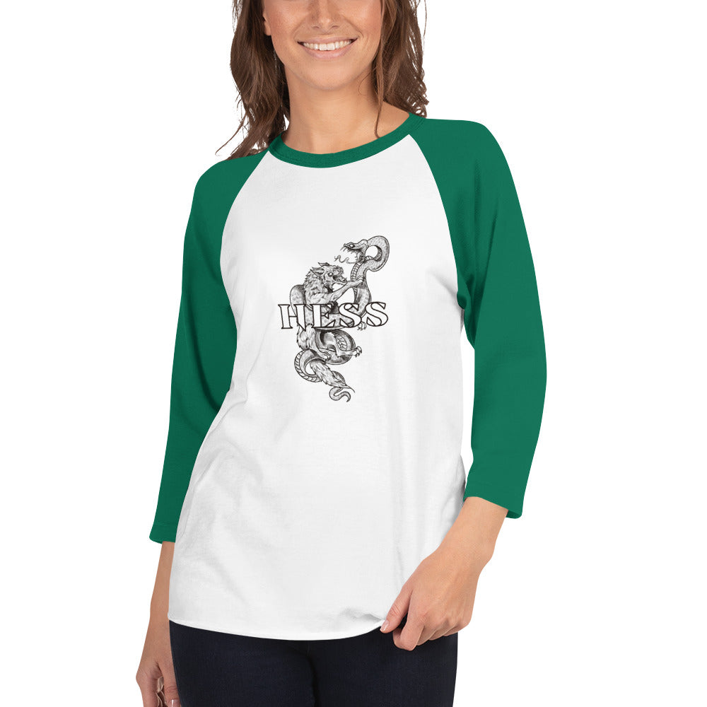 Hess Wolf Snake Ian Messerli Design 3/4 sleeve raglan shirt