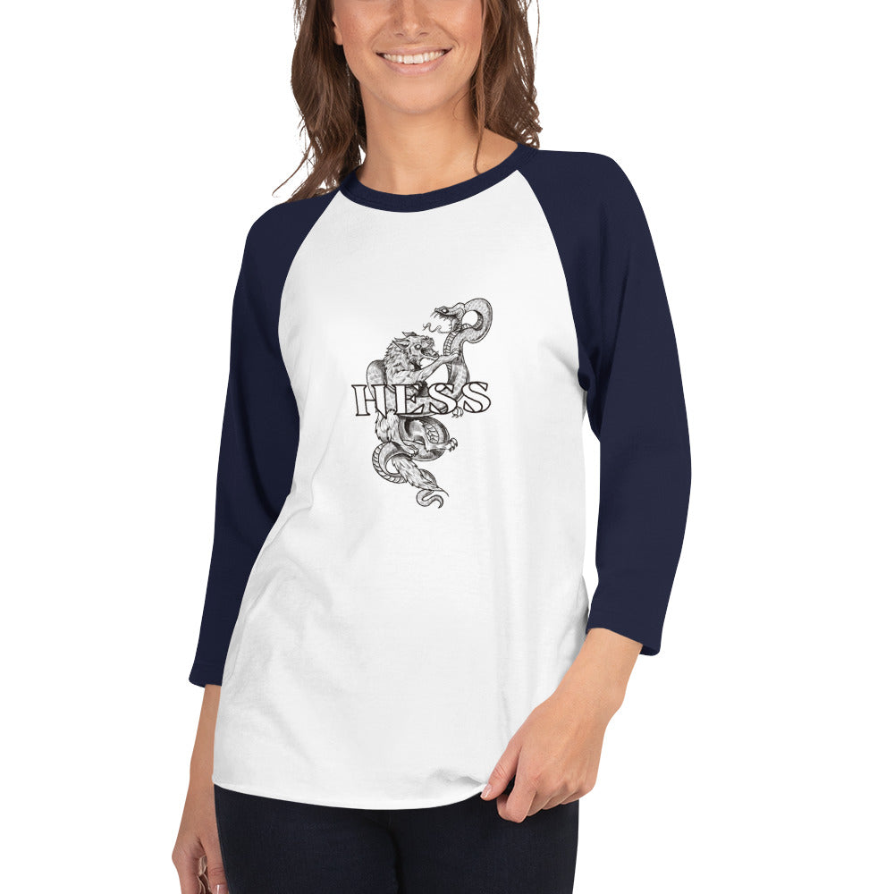 Hess Wolf Snake Ian Messerli Design 3/4 sleeve raglan shirt