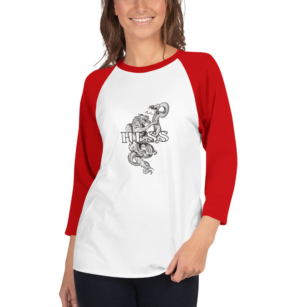 Hess Wolf Snake Ian Messerli Design 3/4 sleeve raglan shirt