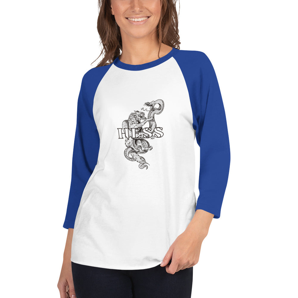 Hess Wolf Snake Ian Messerli Design 3/4 sleeve raglan shirt